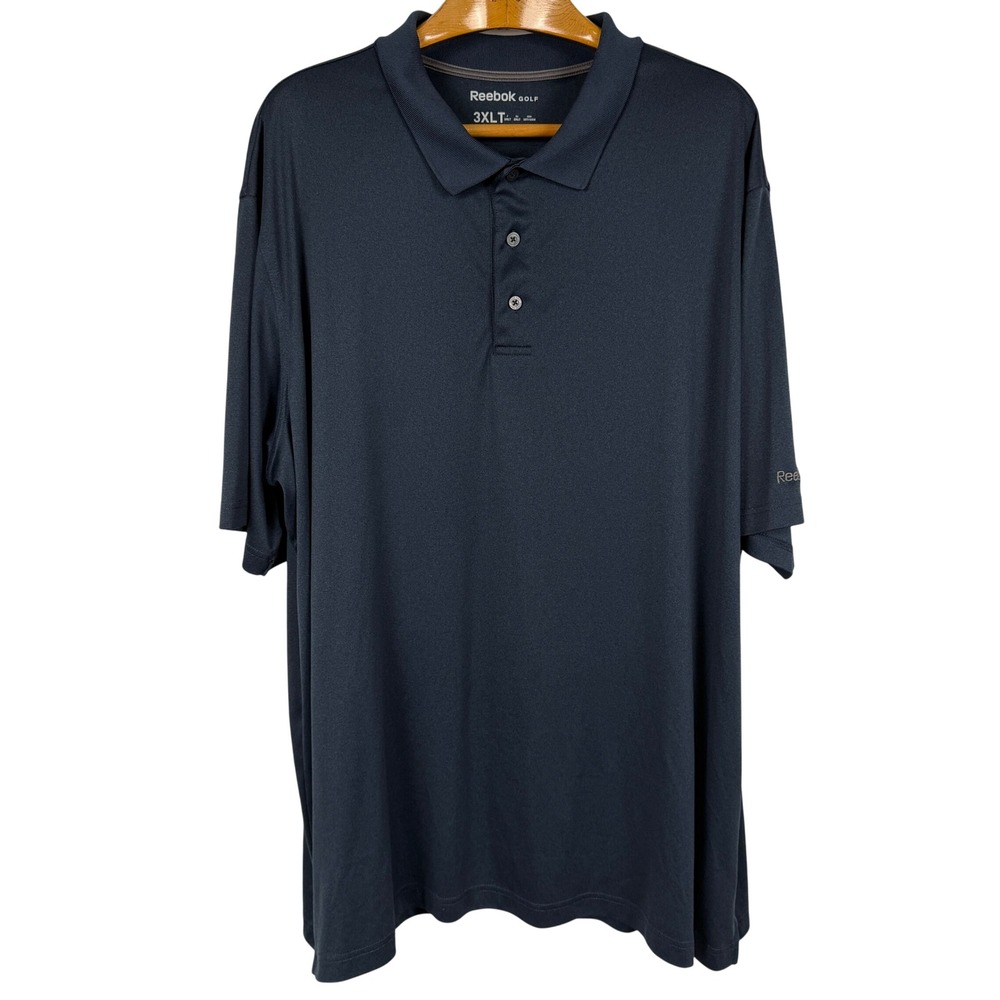 Reebok Golf Polo Shirt 3-Button Performance 3XLT Blue Gray Polyester